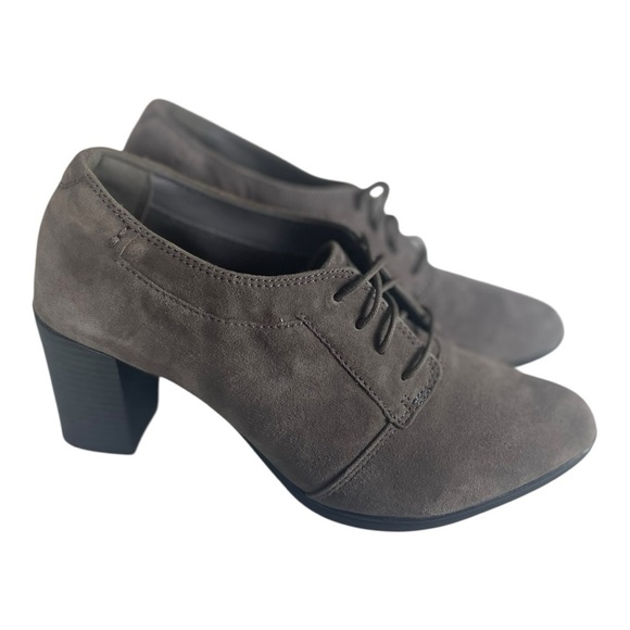 Clarks Women's Araya Hale Grey Suede Lace Up Heeled Booties Size-8.5m - Picture 1 of 9